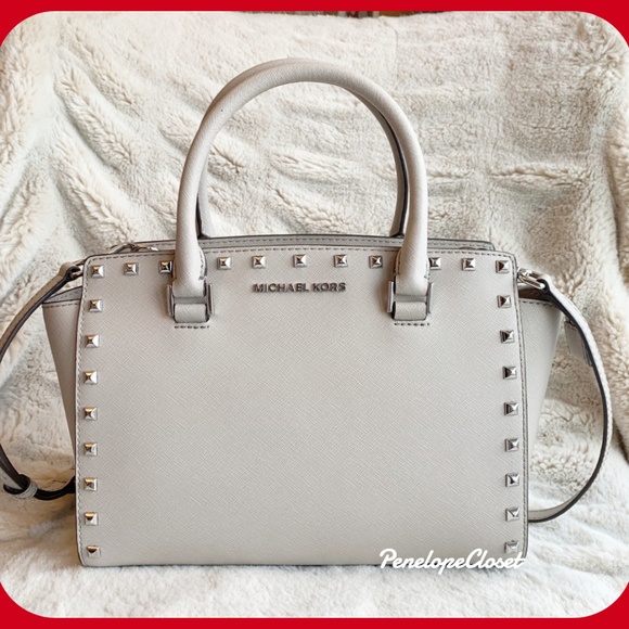 MICHAEL Michael Kors Selma Medium Top Zip Satchel - Pearl Grey